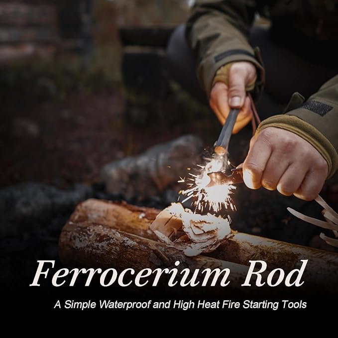 1 Pack Ferrocerium Rod Fire Steel,1/2x5 Inch Ferro Rod Fire Starter,Camping Fire Starter Survival,Flint Stick for Paracord Bracelet keychain lanyard Camping Hiking DIY Outdoor Emergency Kit