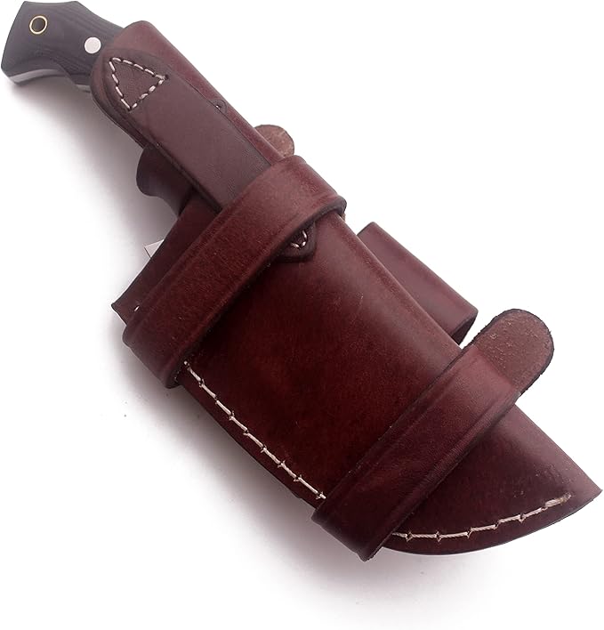 GCS Handmade D2 steel Hunting Knife G10 Handle Fixed Blade Knife Right Hand Scout Carry Buffalo leather Sheath and Sharpening Stone for Hunting Camping Survival and EDC