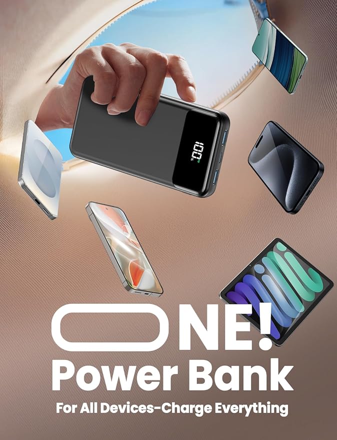 Portable Charger, 50000mAh Power Bank with Built in Cables, 22.5W Fast Charging Battery Pack, Portable Phone Charger for iPhone 17 16 15 14,iPad,Samsung,Google,PowerBank for Travel Camping Essential