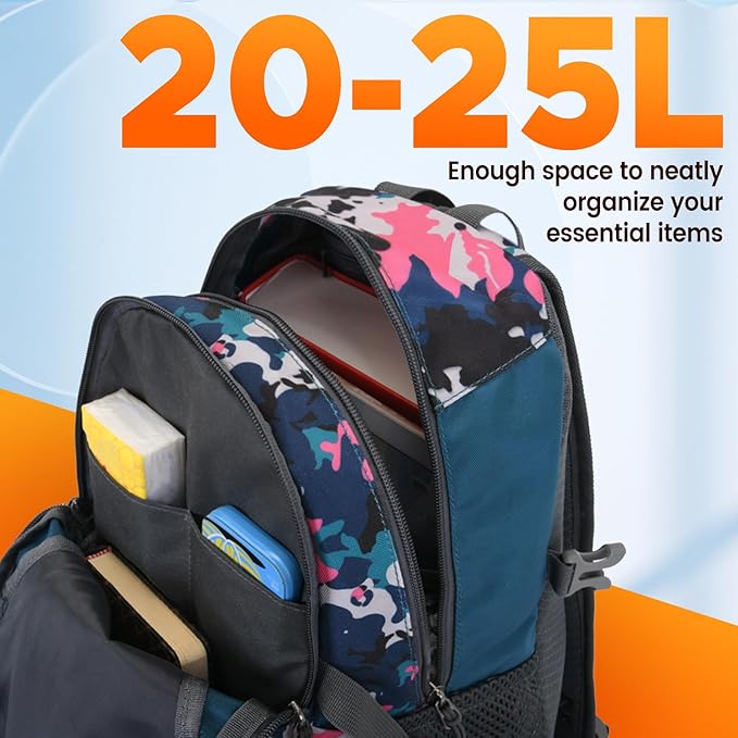 sunhiker Small Cycling Hiking Backpack Water Resistant Travel Backpack Lightweight Daypack M0714 (20-25L-Pink Camo