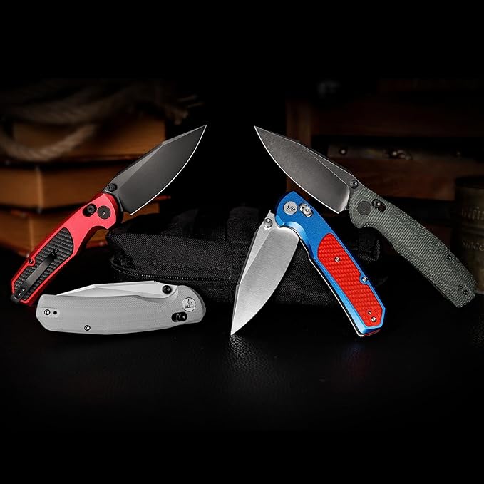 Axis Knives, EDC Folding Knife for Men, Pocket Knife with Clipï¼?.34??14C28N Steel,Thumb Stud Blade,Grey G10 Handle.Outdoor Camping Tool,Hornet-03G