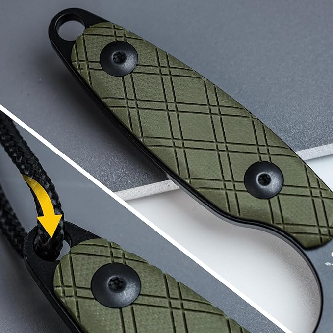 Kizer Muskrat Fixed Blade Knife, 3.15 In D2 Neck Knife Argyle Pattern G10 Handle Fixed Blade EDC Knives for Men Women, Outdoor Hunting Hiking Survival Camping Knives 1064A1