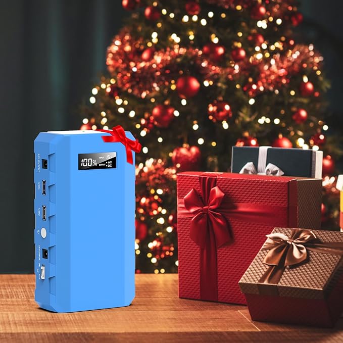 Portable Power Station with AC Outlet, Powkey 65W/110V External Battery Pack 24000mAh/88.8Wh Power Pack, Portable Power Source Supply Backup for Outdoor Tent Camping Home Blue