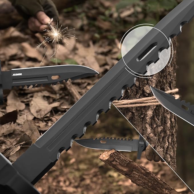 Dispatch Fixed Blade Hunting Knife with Sheath, 12-inch Survival Knives for Men Tactical Bowie Knife with Non-Slip Handle for Bushcraft, Outdoor Camping