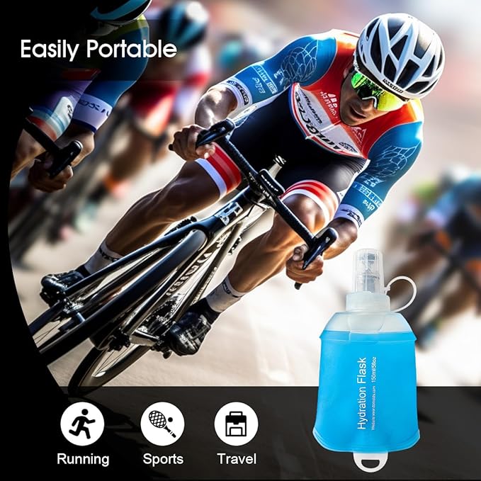 WILDREEDS 500ml Soft Flask, TPU Collapsible Soft Water Bottle for Hydration Pack, Running Vest, Folding Water Bottle for Hiking Cycling Climbing-1Pcs, Blue