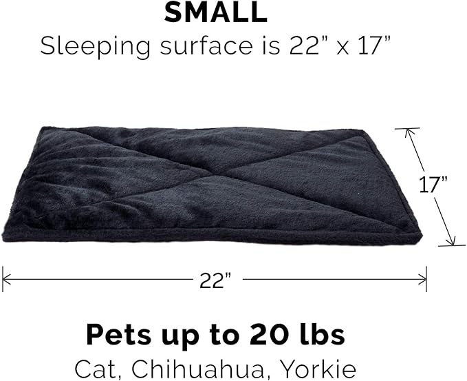 Furhaven ThermaNAP Self-Warming Cat Bed for Indoor Cats & Small Dogs, Washable & Reflects Body Heat - Quilted Faux Fur Reflective Bed Mat - Black, Small (Pack of 2)