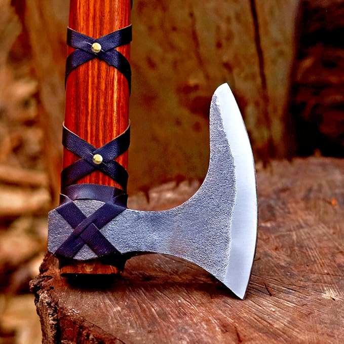 Viking Axe of Ragnar Lothbrok Norse Viking Axe Sharp Blade Hunting Axe High Carbon Steel Blade with Rose Wood Handle Camping Axe Viking Hatchet Gift for Dad