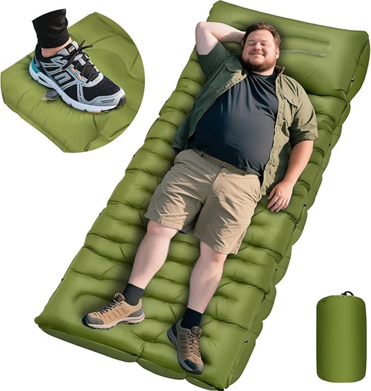 Sleeping Pad for Camping, 6" Extra Thick Camping Sleeping Pad with Pillows & Built-in Foot Pump, Ultralight Inflatable Sleeping Pads Compact for Travel Tent Hiking Camping Backpacking Car Camp Gear