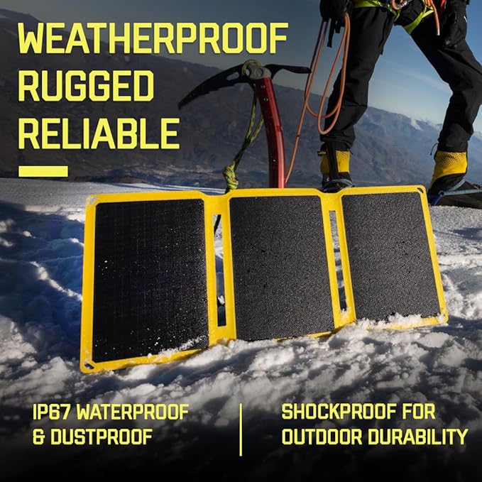 SunJack 15W Foldable Solar Phone Charger, IP67 Waterproof ETFE Monocrystalline Solar Panel with 10,000mAh Power Bank, Portable USB-C & USB-A Solar Charger for Camping, Hiking, Backpacking, Emergency