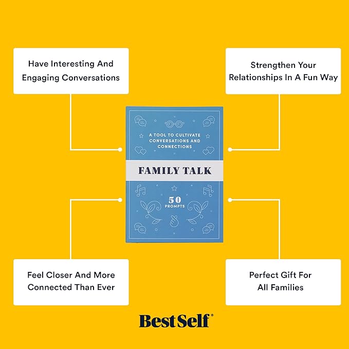 BestSelf Family Talk Deck - 50 Prompt Card Game for Family Game Night, Fun and Engaging Family Game for Kids and Adults, Perfect