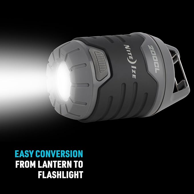 Nite Ize Radiant 200 Collapsible LED Lantern and Flashlight - 200 Lumen Convertible LED Lantern to Flashlight - Compact Essentials for Camping & Hiking Gear