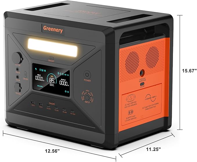 Greenery 2500W Portable Power Station, 2304Wh Large Capacity Solar Generator, Power Station for Home Backup, Camping, Outdoor Backup Battery