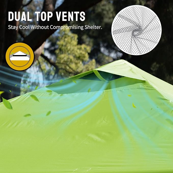 CROWN SHADES 10x10 Pop Up Canopy - Beach Tent with One Push Setup - Easy Outdoor Sun Shade for Events, Parties, Camping - Gazebo with STO-N-Go Cover Bag, Silver Coated Top, Green