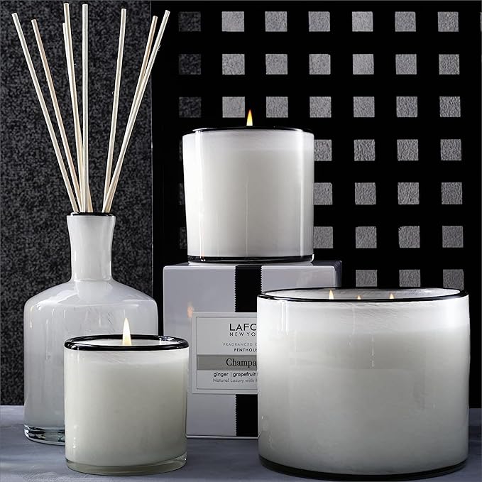 LAFCO New York Signature Candle, Champagne - 15.5 oz, 2 Pack - 90-Hour Burn Time - Reusable, Hand Blown Glass Vessel - Made in The USA
