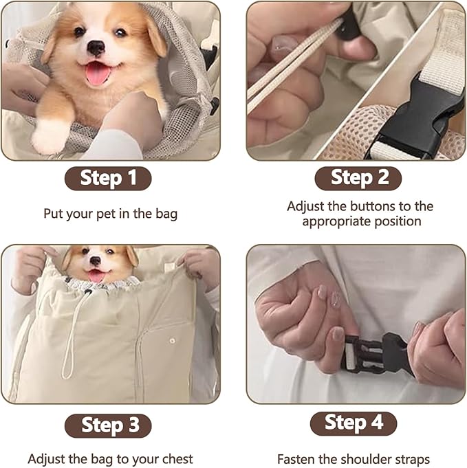 Dog Front Carrier Backpack, Adjustable Pet Cat Chest Ventilated Dog Carrier for Hiking Camping Travel, Ventilated Mesh Dog Travel Backpack(Dark Gray)