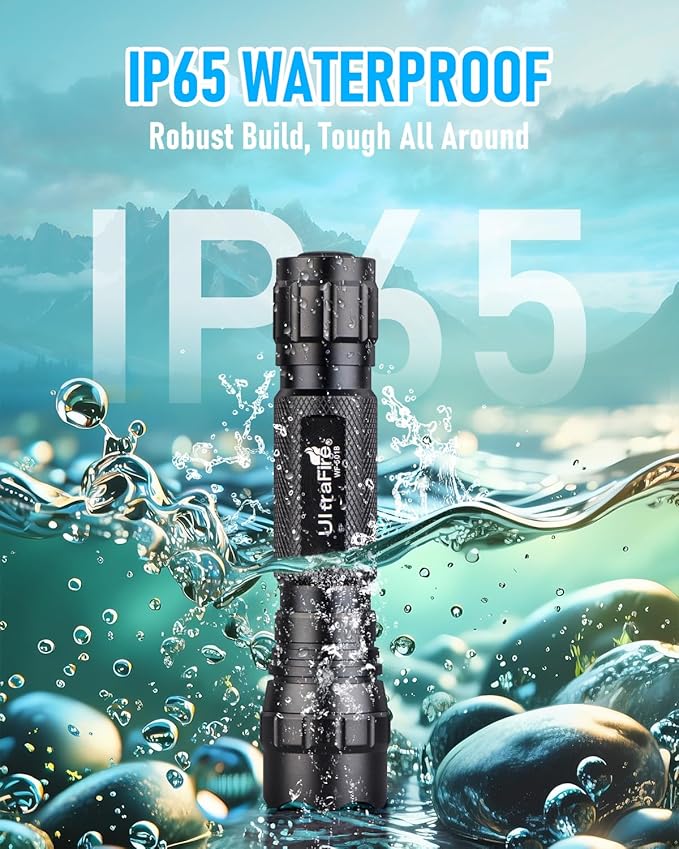 ULTRAFIRE Tactical Flashlight with Holster, Single Mode LED Flashlight 1000 High Lumen Duty Flashlights with Belt Holster and Charger, Bright Small Flash Light WF-501B