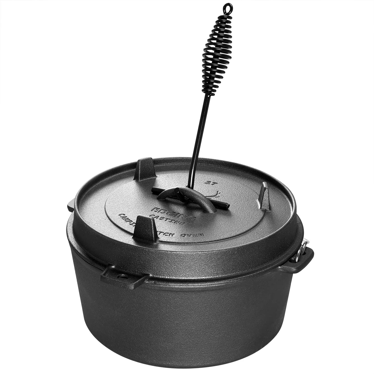 EDGING CASTING Pre-Seasoned Cast Iron Camping Dutch Ovens, Outdoor Camping Dutch Oven Pot with Lid