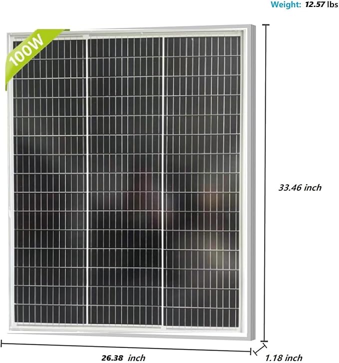 2pcs 100 Watt Monocrystalline Solar Panel High Efficiency 24V Solar Panel for RV, Camping, Off-Grid, Waterproof, Durable Outdoor Solar Charger for Emergency Power