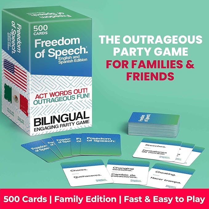 QUOKKA Juegos de Mesa en Español para la Familia ??500 Bilingual Spanish & English Card ??Fun Party Game for Adults and Kids ??Ideal for Game Nights, Dinner Parties, Party Games for Large Groups