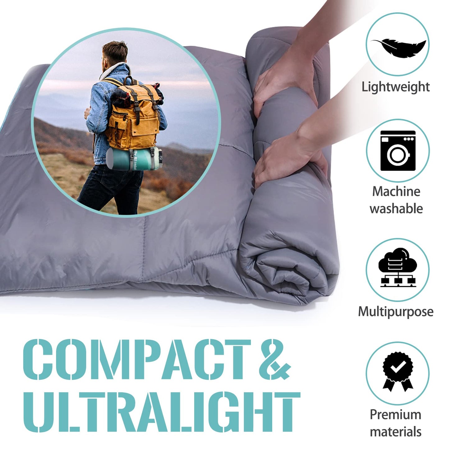 Outdoor Puffy Camping Blanket, Large Outdoor Blanket Waterproof, 55*79''