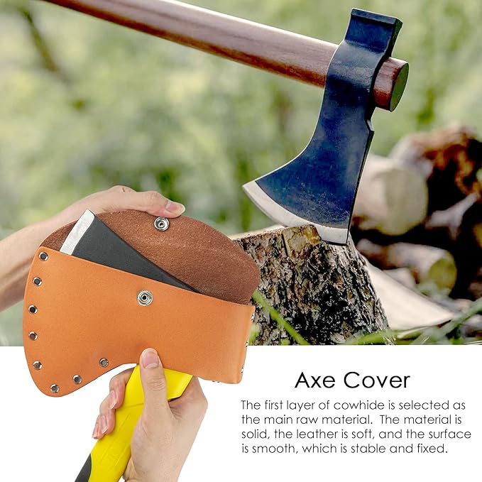 Axe Head Sheath, Durable Camp Axe Case Blade Cover, Leather Holster, Hatchet Cover, Sheath Cover for 4.13 inches - 4.72 inches Belt