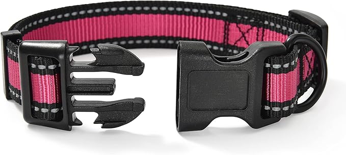 Mile High Life Dog Collar | Nylon Reflective Dog Collars | Light Weight Puppy Collars | Pink Dog Collars for Large Dogs (Pink, Large)
