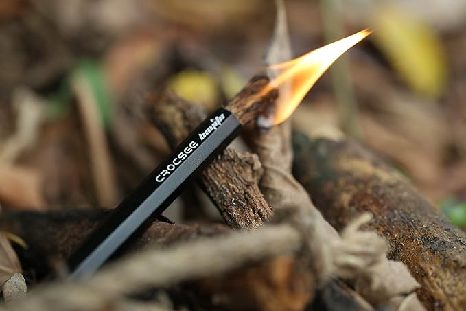 CrocSee Aluminum Bellows Tube Sleeve, Survival Waterproof Wick Hemp Cord Tinder Kits for Fire Starting