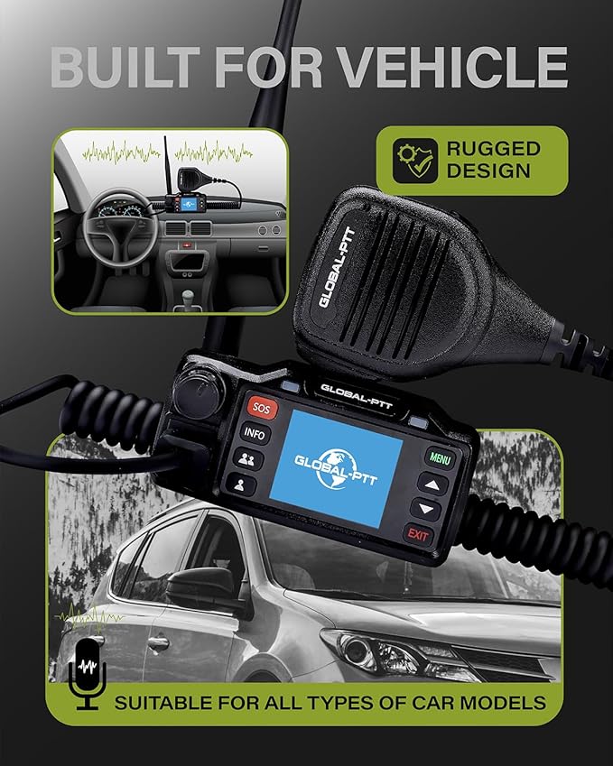 2-Pack Push-to-Talk Over Cellular (PoC) Mobile Radios with GPS SOS - 4G LTE Nationwide PTT Unlimited Range License-Free for in-Vehicle Communication Include Dispatch Account (GPS)