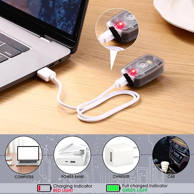 Mudder Running Lights for Runners Rechargeable LED Safety Lamps USB Rechargeable Clip on Strobe Bicycle Tail Lamps with 5 Modes Flashing Bike Lights for Night Riding Walking Hiking Pet Dog