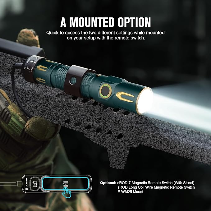 OLIGHT Warrior 3S 2300 Lumens Rechargeable Tactical Flashlight, Compact Dual-Switches LED Bright Light with Proximity Sensor, Powered by Customized Battery for Emergency (Dream Blue)