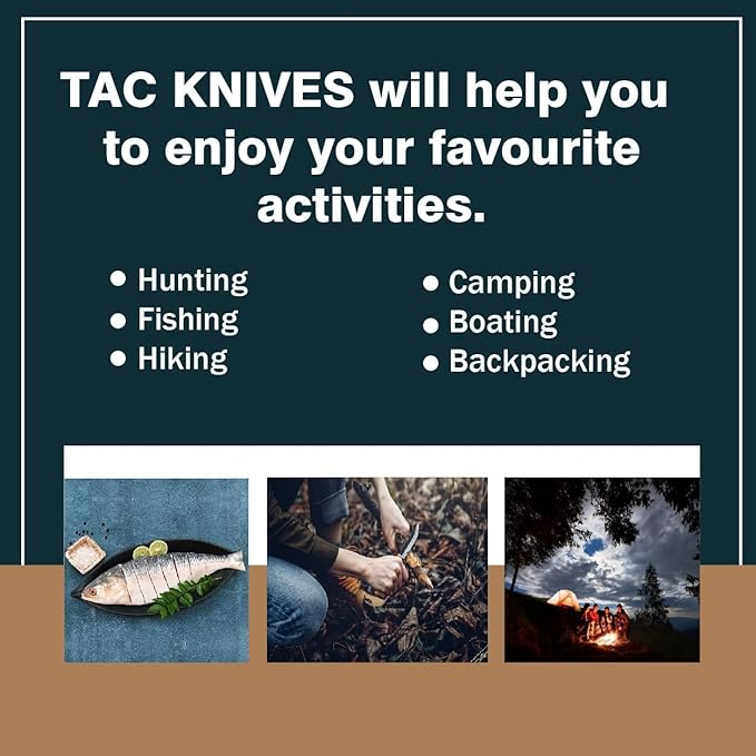 Bushcraft Survival Knife12T27 Damascus Steel Fixed Blade outdoor - Pakka Wood Handle - Pancake Leather Sheath - Traditional Field Knife for Camping , Fishing, Hunting , Men & Women - EDC Knife to Carry on Belt- (BLACK)
