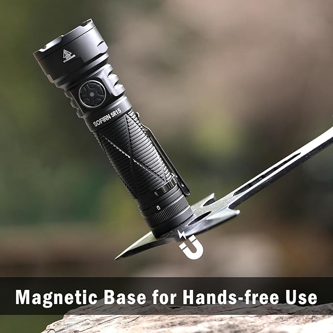 Sofirn SR15 Rechargeable Flashlight High Lumen, 4500 Lumen Super Bright Pocket Flashlight with Magnetic Base & IP68 Waterproof, Long Beam Distance EDC Flashlight for Emergency, Repair, Camping, Hiking