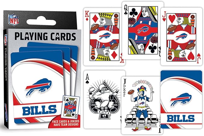 MasterPieces - NFL Playing Cards, Officially Licensed Buffalo Bills Football Deck, Family Games for Adults and Kids, Standard Size