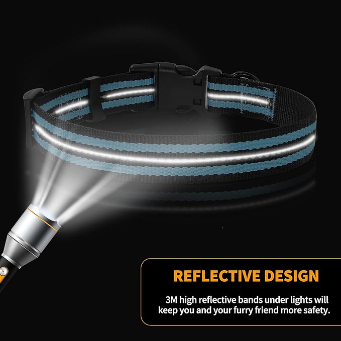 Mile High Life Reflective Dog Collar | Nylon Pet Collars wiith Buckle | Light Weight Puppy Collars | Light Blue Dog Collars for Large Dogs (Light Blue, L)