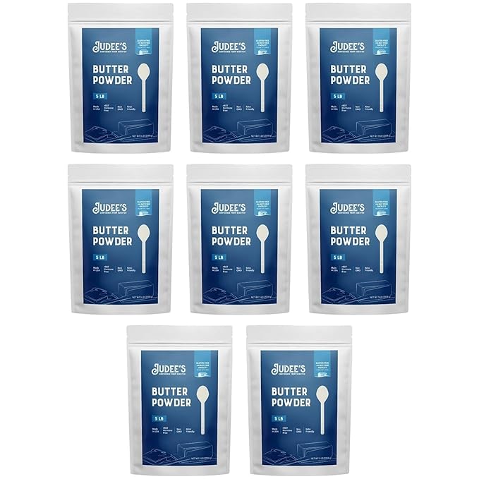 Judee's Gluten Free Butter Powder - Gluten Free Baking & Keto Snacks - Works with Powdered Buttermilk & Dry Milk Powder - 5 lb (Pack of 8)