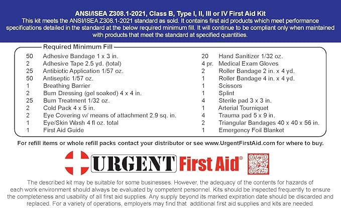 OSHA & ANSI First Aid Kit Refill/Upgrade, 50 Person, 208 Pieces, ANSI 2021 Class B - Includes Splint, Tourniquet, Tools, Single dose and More: Fill Your kit or use to Upgrade to Current regulations…