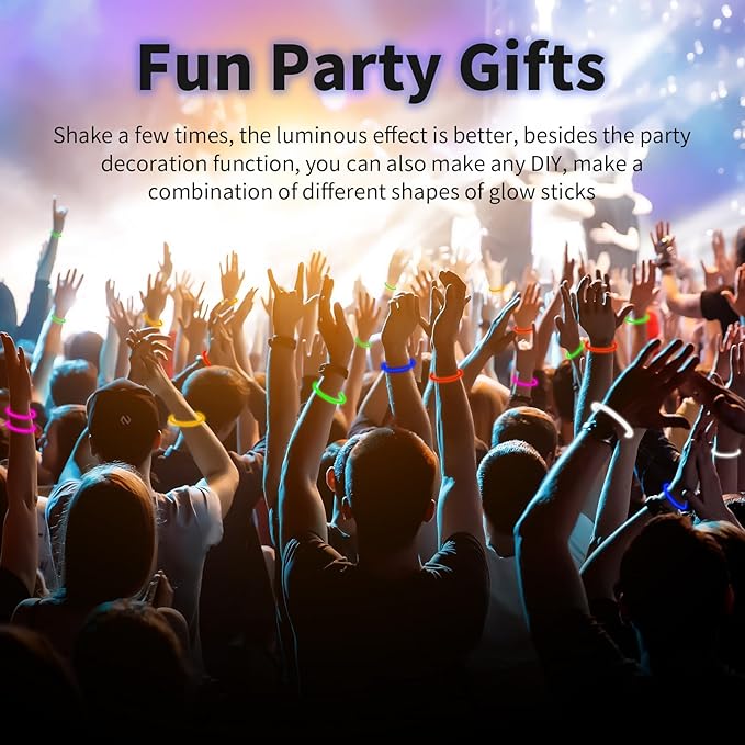 150 Pack 8” Yellow Glow Sticks Bulk with 150 Connectors Neon Glow In The Dark Party favors Supplies for Holiday Birthday Party Decoration (Yellow)