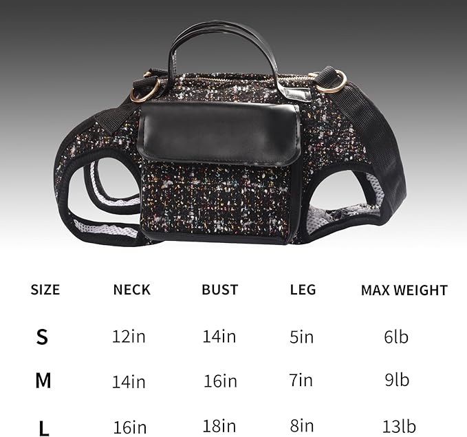 4 in 1 Convertible Dog Lift Harness Backpack, Portable Pet Carrier for Dogs&Cats, Horizontal Design Dog Carrier with Adjustable Back Straps, Dog Harness and Leash Set - Black Medium