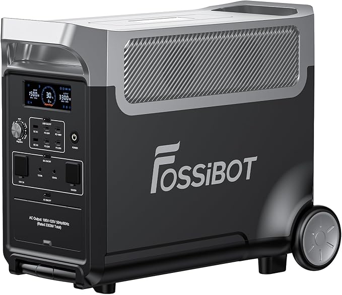 FOSSiBOT 3600 PRO Portable Power Station, 3 x 230 V AC Output 3600 W/3840Wh LiFePO4 Battery Electric Solar Generator for Garage, Home, Off-Grid Living, Camping, RVs, Outdoor Adventures, Power Outages