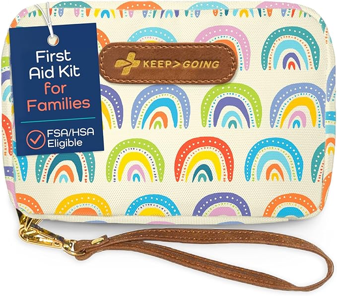 KeepGoing Travel First Aid Kit for Kids ??130 Pc. for Car, Home, Purse, Diaper Bag & Backpack with Latex-Free Bandages - Mini First Aid Kit Travel Size TSA-Approved