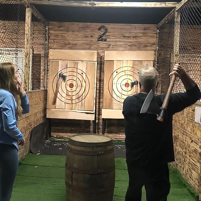 16.5" Throwing Axe, 2 Pack Throwing Axes and Tomahawks with High Carbon Steel & Beech Wood Handle, Well Balanced, Great for Axe Throwiing Game, Recreationb and Competition
