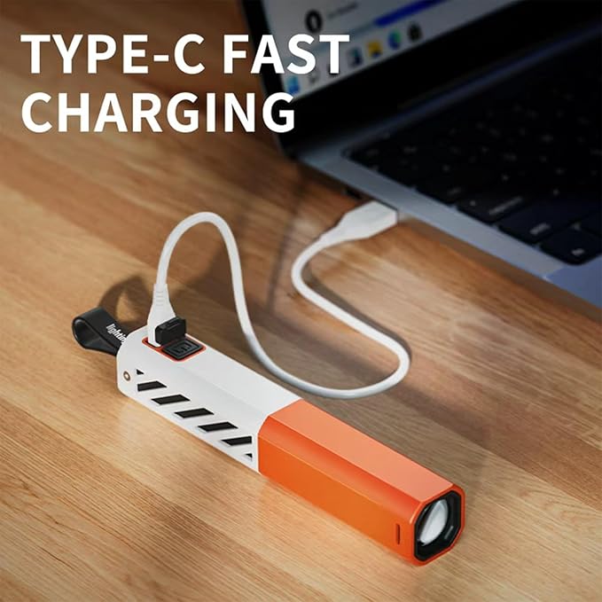 Rechargeable Tactical Flashlights High Lumens - Super Bright Small Powerful LED Magnetic USB C Flashlight, 5 Modes, Waterproof Pocket Flash Light for Emergency, Car (1, Orange)