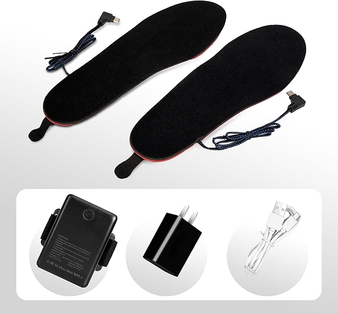 Heated Insoles, Heated Insoles for Women Men with APP Control, 5000mAh Battery Up to 14 Hours Powered Foot Warmers for Outdoor Hunting Fishing Camping Size Adjust (L)