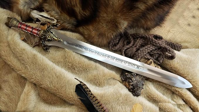 Custom Handmade Conan The Barbarian Father Sword, Atlantean Conan Sword Real, Viking Swords Viking Gifts for Men Prop Tools Axe Shield Armor Knife Real