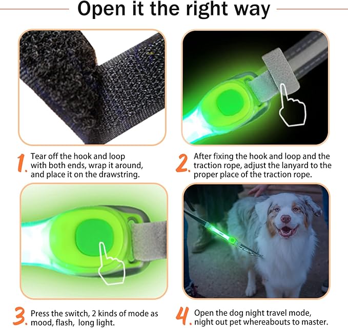 LaRoo Light Up Dog Collar with Nylon Stickers, Universal Glowing Collar Accessories for Leash Harness, Silicone Waterproof Dog LED Flashing Collar Night Outdoor Safety