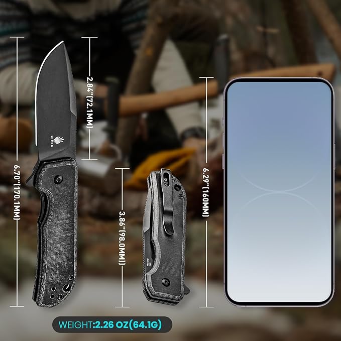 Kizer Nice Guy Pocket Folding Knife, 2.84" Nitro V Blade, Lightweight Sharp Camping and Hiking Knife, Comfort Micarta Handle, Liner Lock Flipper Knife V3011A3