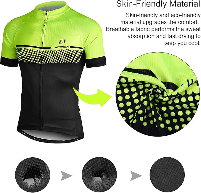 LAMEDA Men's Cycling Jersey Breathable Lightweight Bike Jersey Short Sleeve Quick Dry Moisture Wicking Biking Shirts
