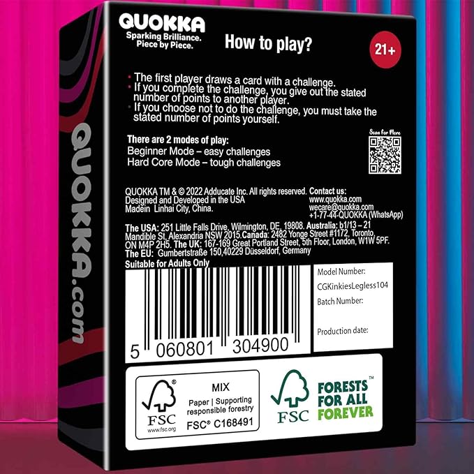 QUOKKA Card Games for Adults Let?™s Get Legless - Extra Daring Adult Games for Party Game Night with 104 Hilarious Tasks & Risky Questions, Inappropriate Challenges to Spice Up The Night, Ages 21+ Only
