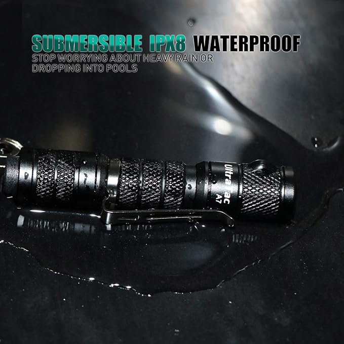 Ultra Bright Compact EDC Keychain LED Flashlight 180lm Pocket Flashlight with Battery IPX7 Waterproof Tail Switch Flashlights for Camping, Hiking, Outdoor Activity and Emergency Lighting