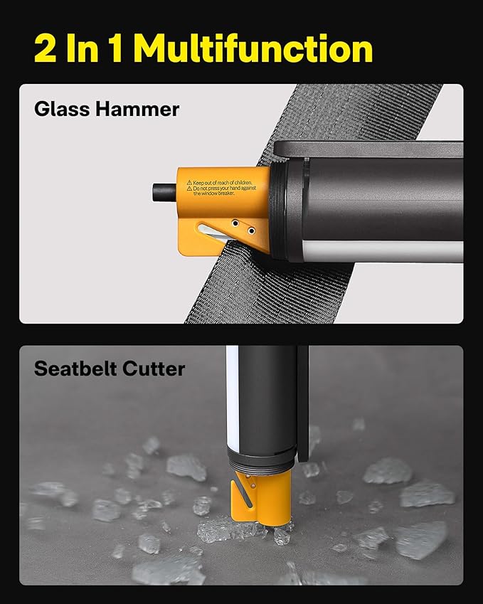 HOTO Emergency Flashlight Rechargeable, Magnetic LED Flashlight High Lumens with Window Glass Breaker Seatbelt Cutter, Zoomable Car Work Flash Light for Car Repair, Camping, Emergency